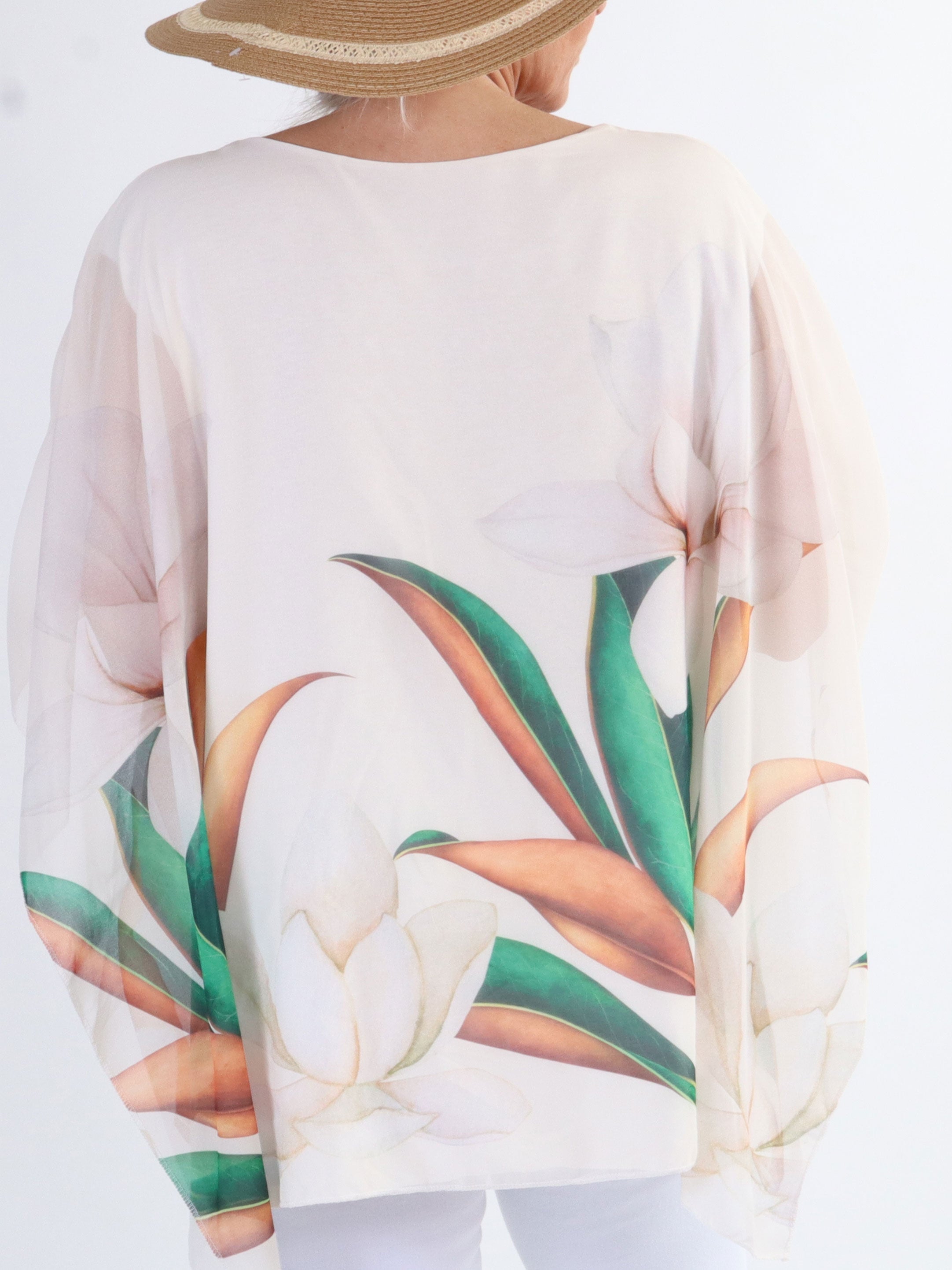 Mian - Färgglada plus size tunika med chiffonglager - Green